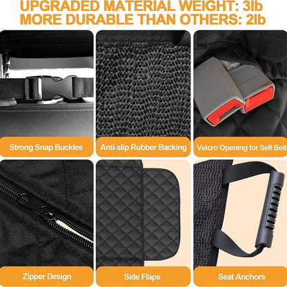 Pet Dog Car Seat Cover for Back Seat Car Seat Waterproof Protector with 2 Pet Dogs Seat Belts - Black