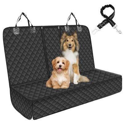 Pet Dog Car Seat Cover for Back Seat Car Seat Waterproof Protector with 2 Pet Dogs Seat Belts - Black