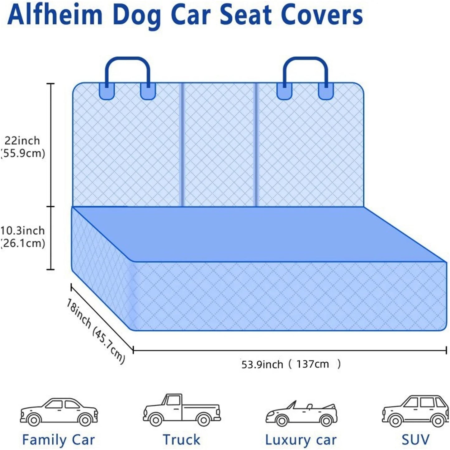 Pet Dog Car Seat Cover for Back Seat Car Seat Waterproof Protector with 2 Pet Dogs Seat Belts - Black