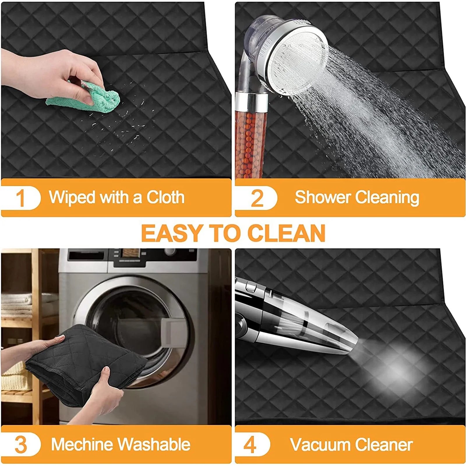 Pet Dog Car Seat Cover for Back Seat Car Seat Waterproof Protector with 2 Pet Dogs Seat Belts - Black